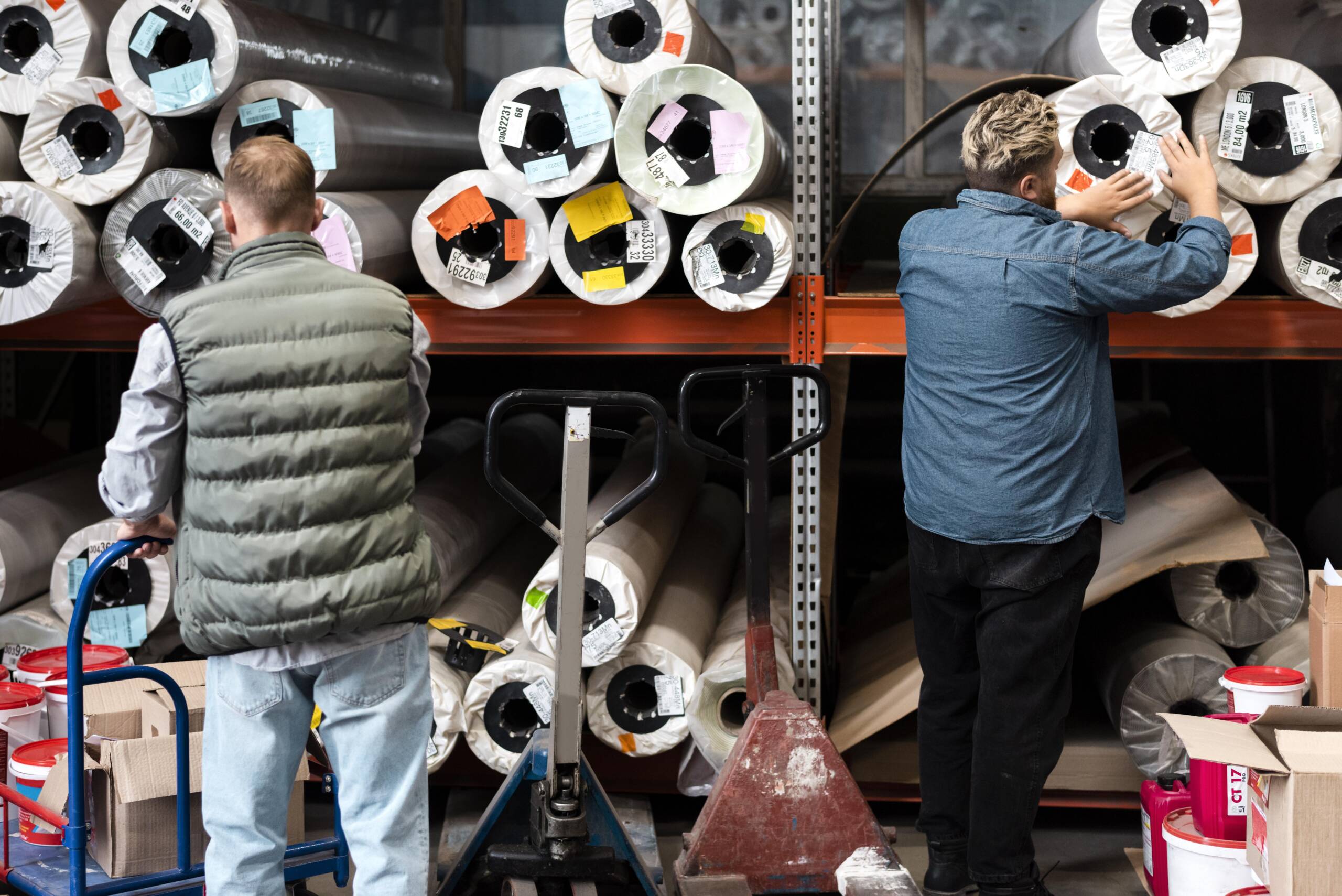 Ramson Export team checking fabric colours and quality before shipment.